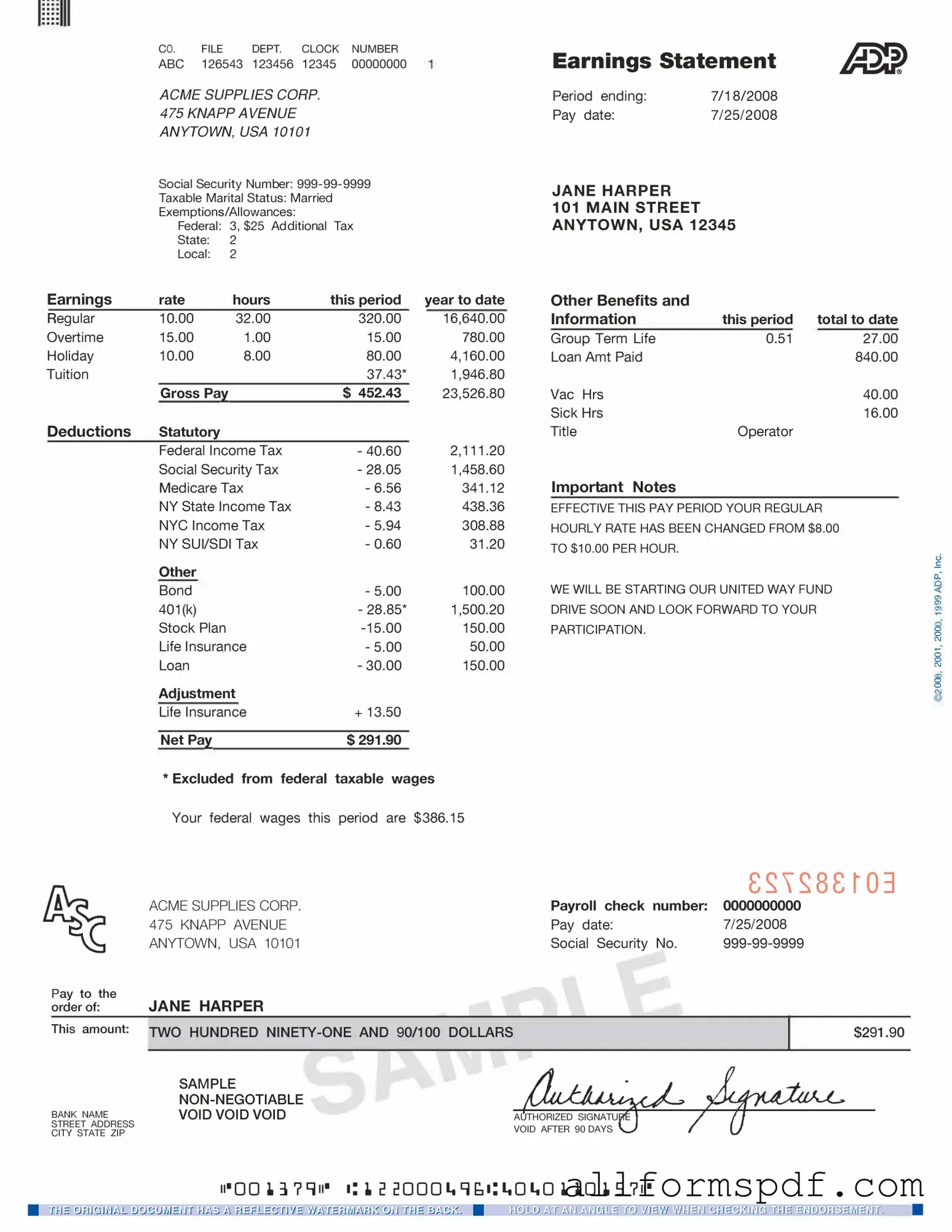 Fill Out Your Adp Pay Stub Form