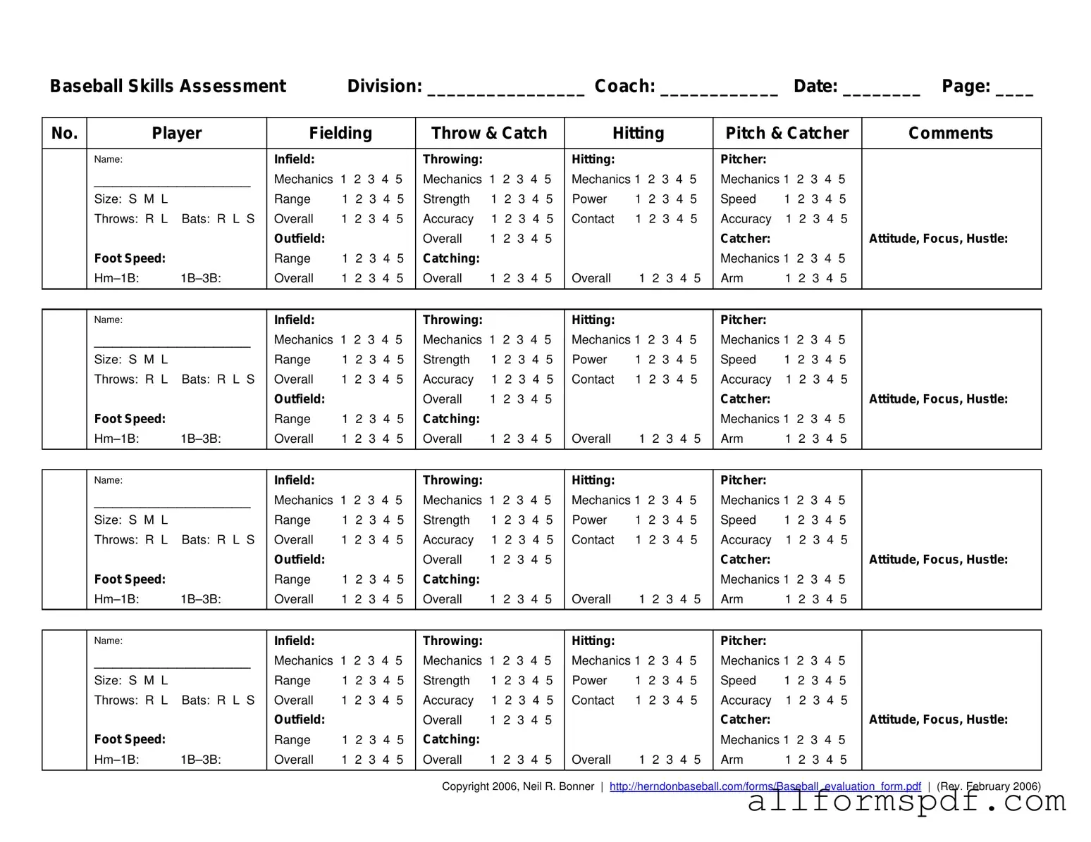 Fill Out Your Baseball Assessment Form