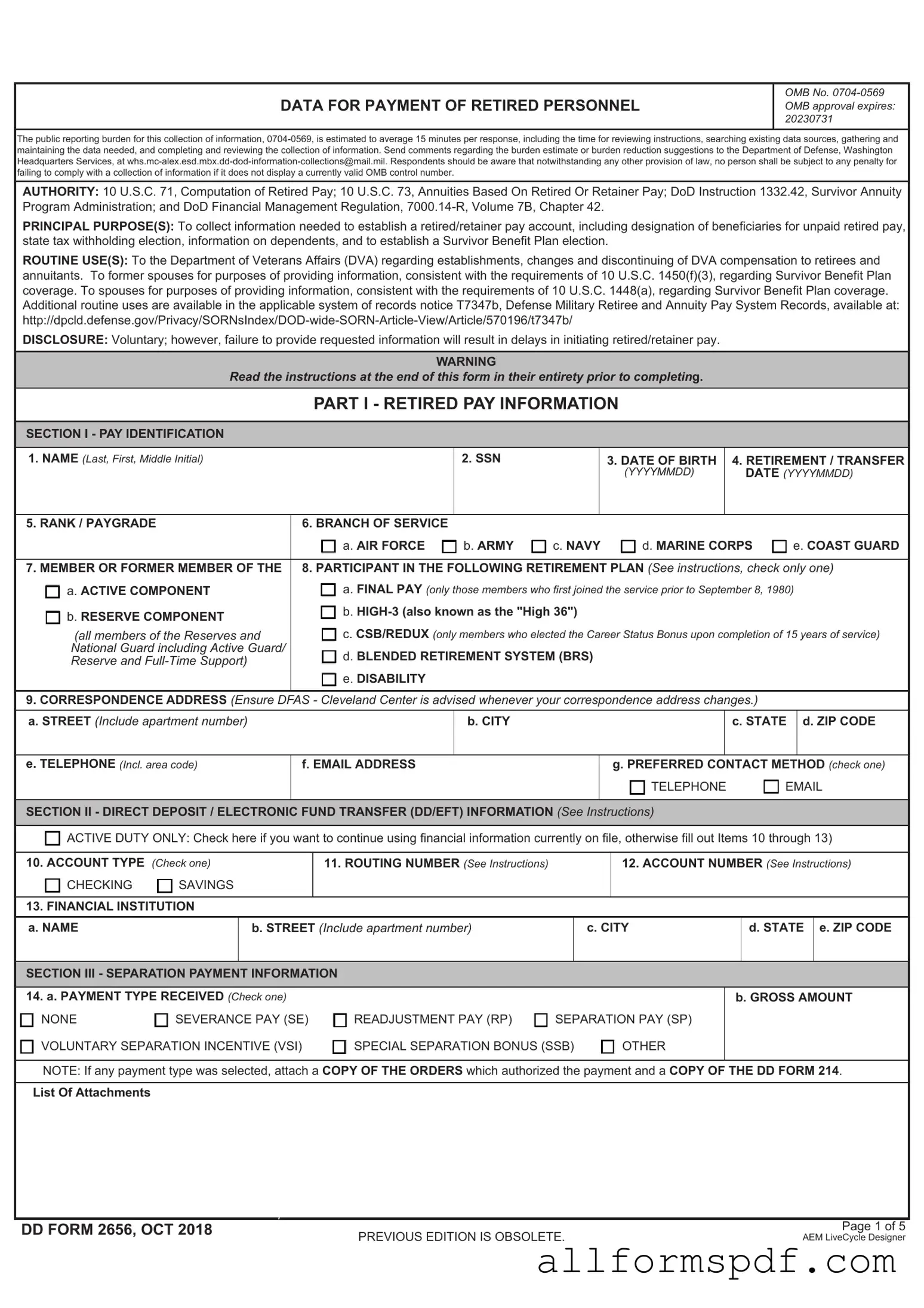 Fill Out Your DD 2656 Form