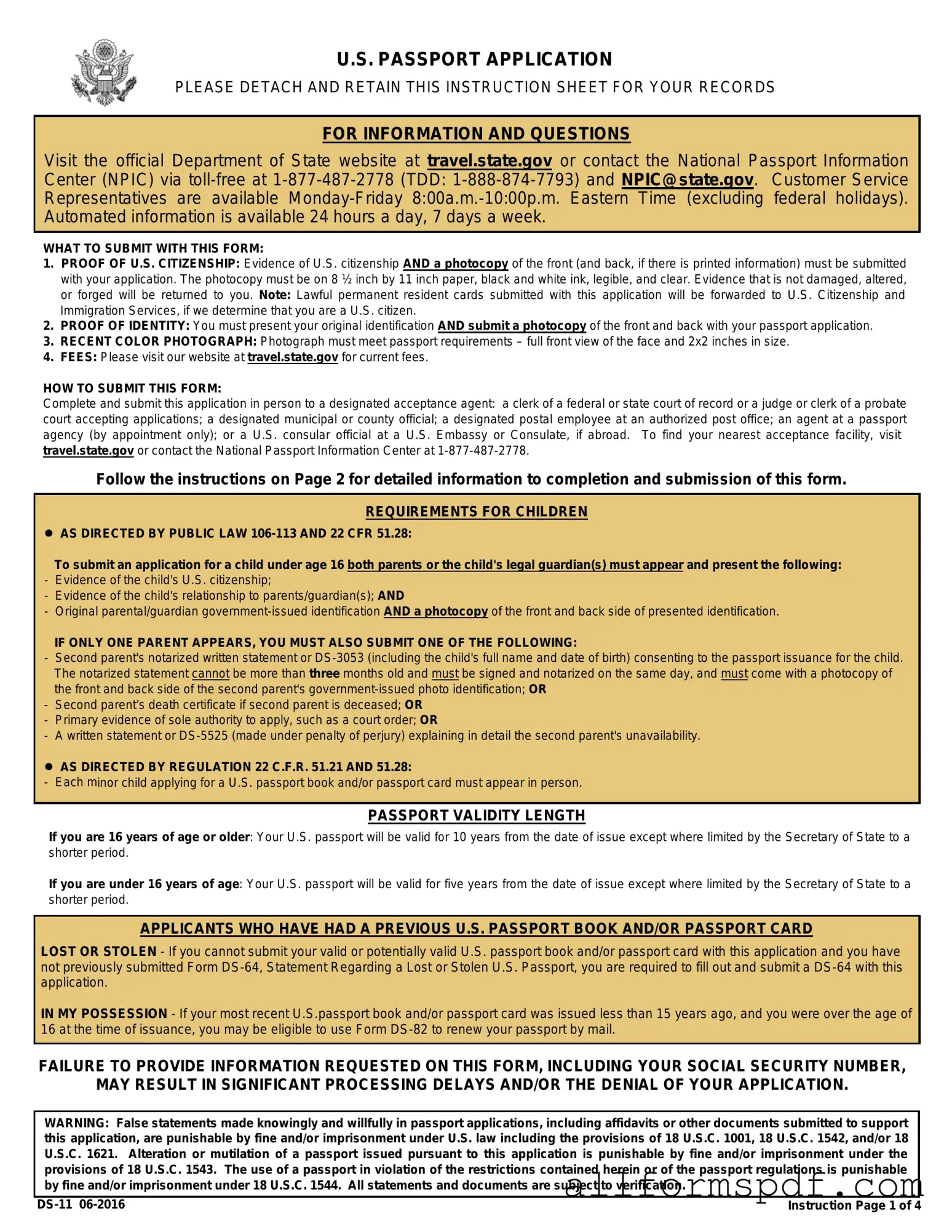 Fill Out Your DS-11 U.S. Passport application Form