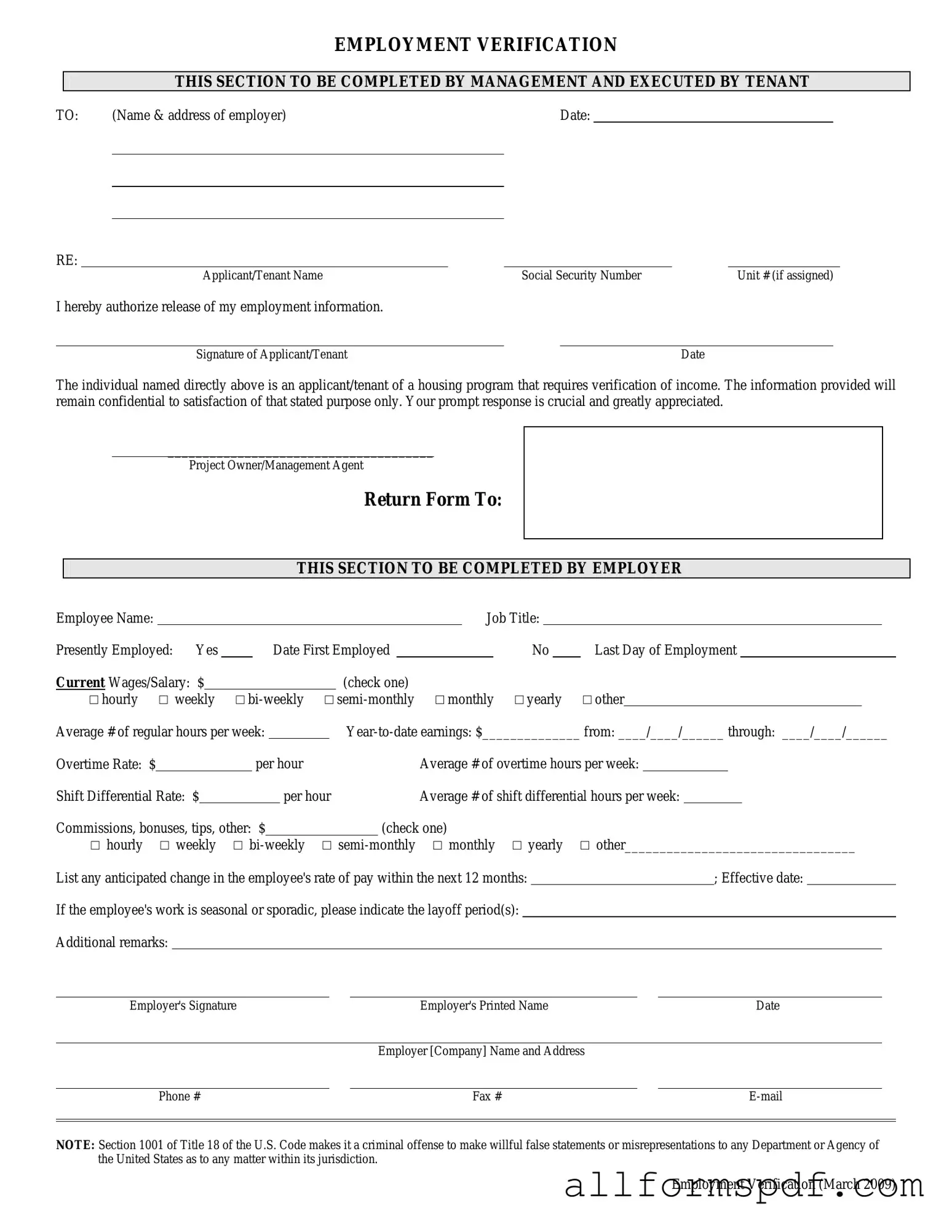 Fill Out Your Employment verification form Form
