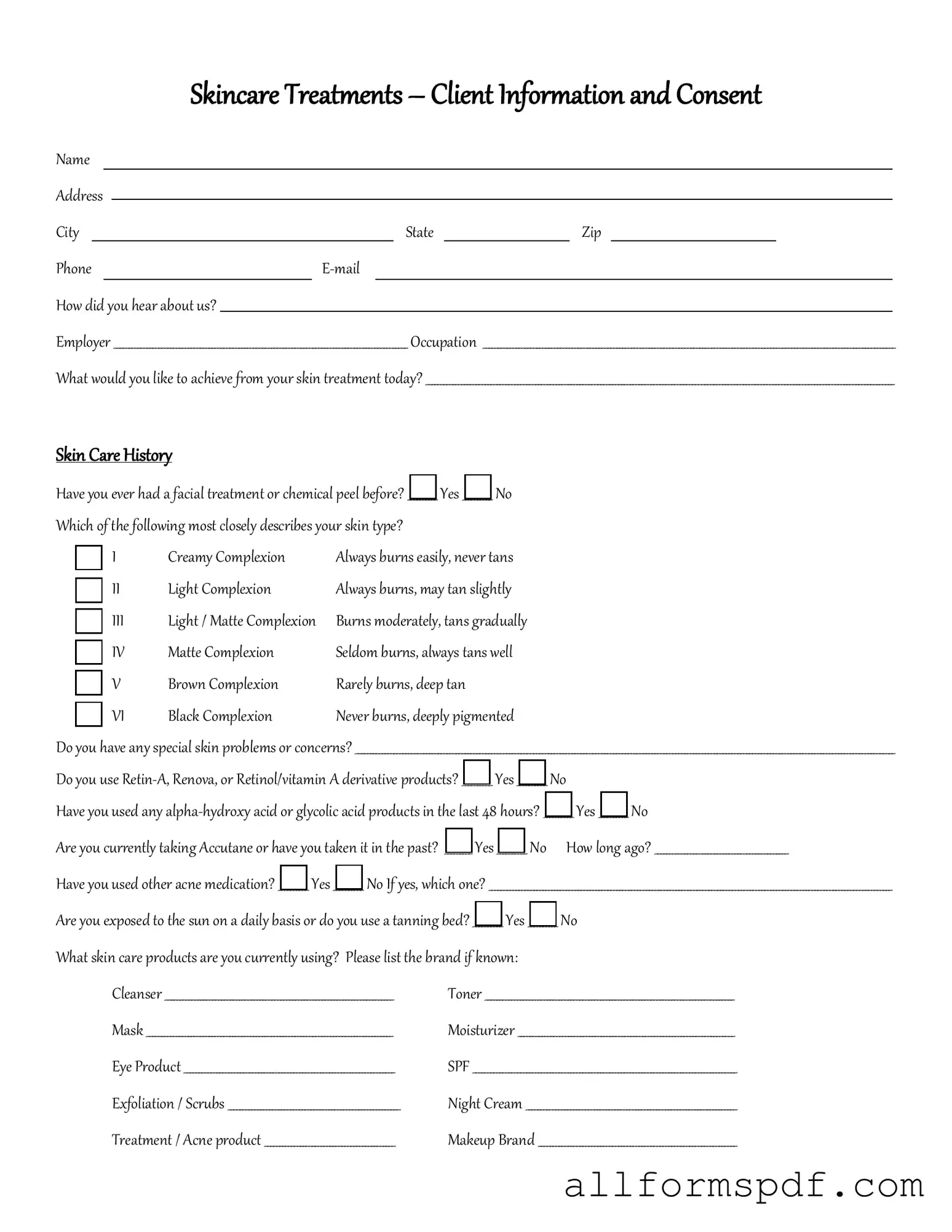 Fill Out Your Facial Consent Form
