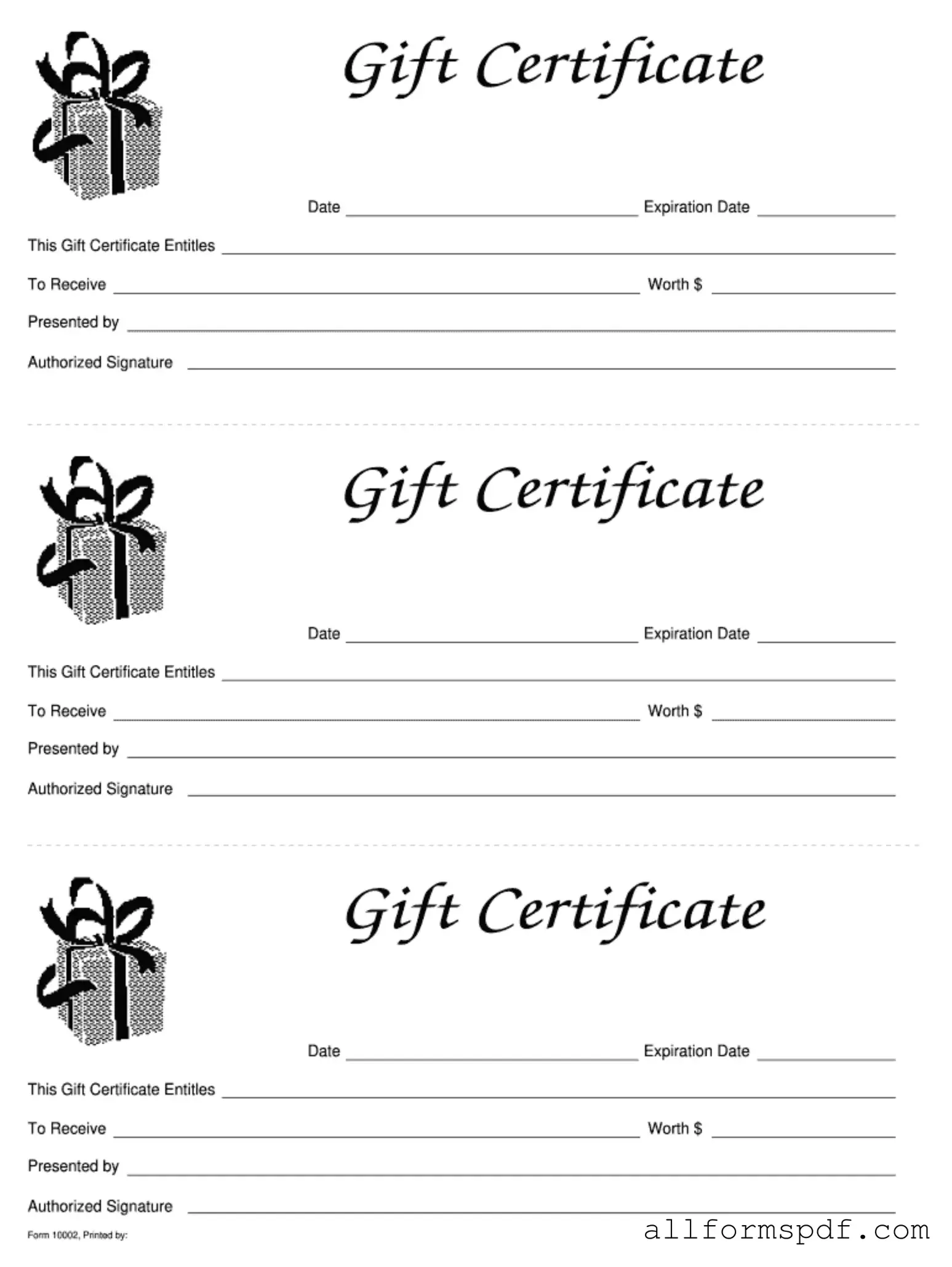 Fill Out Your Gift Certificate Form