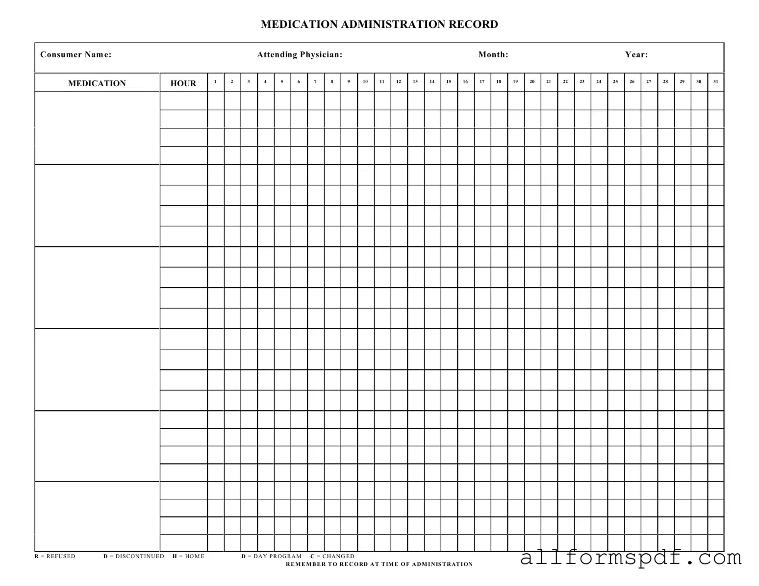 Fill Out Your Medication Administration Record Sheet Form