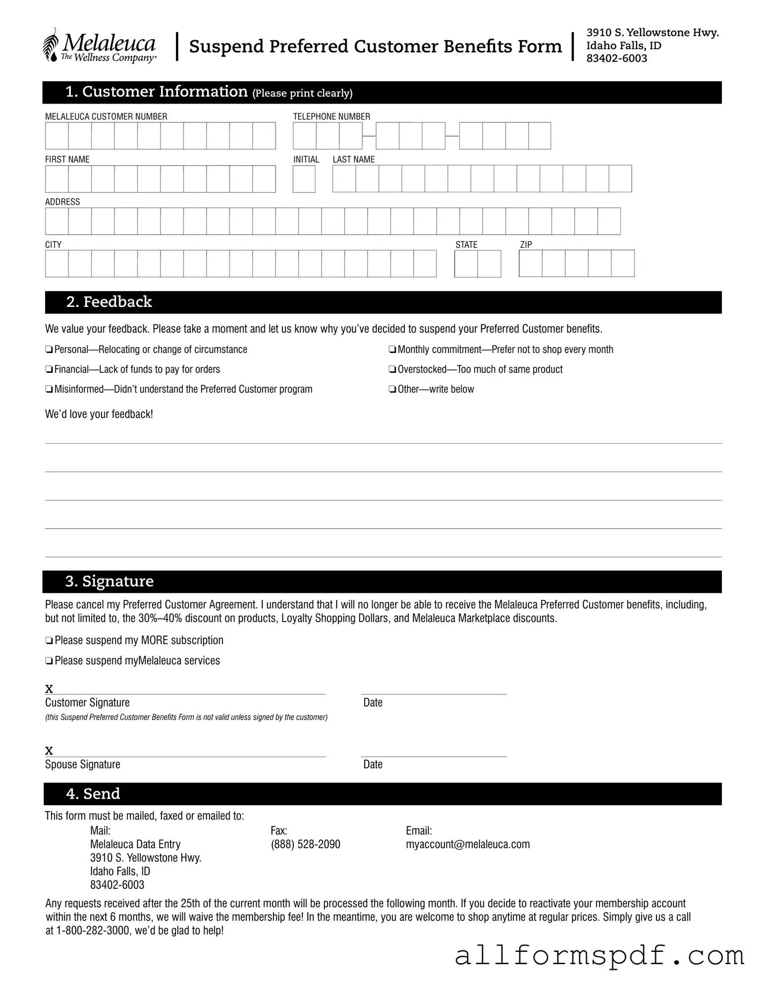 Fill Out Your Melaleuca Cancellation Form
