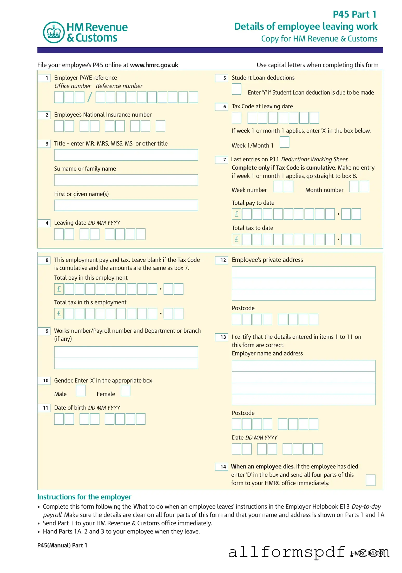 Fill Out Your P 45 It Form