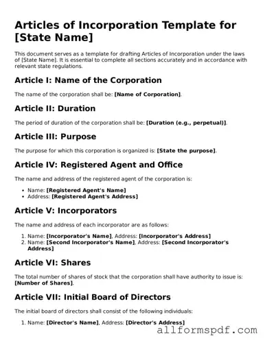 Printable Articles of Incorporation Form
