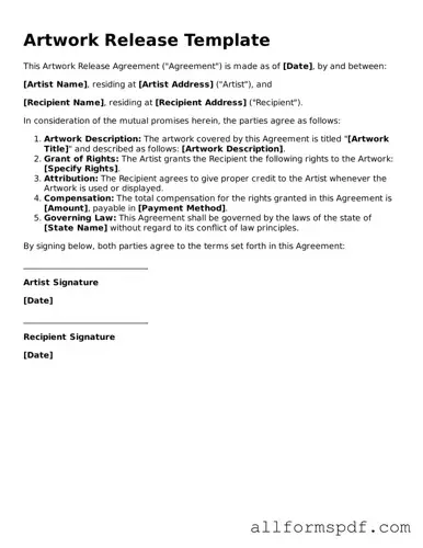 Printable Artwork Release Form