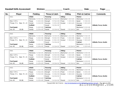 Fill Out Your Baseball Assessment Form