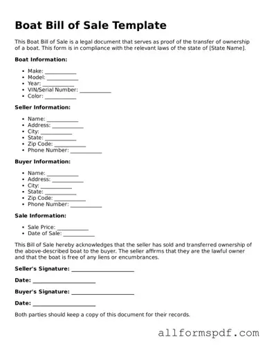 Printable Boat Bill of Sale Form