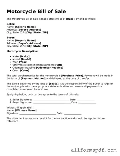 Printable Motorcycle Bill of Sale Form