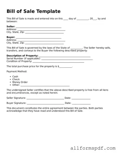Printable Bill of Sale Form