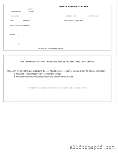 Fill Out Your Auto Insurance Card Form