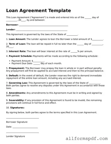 Printable Loan Agreement Form
