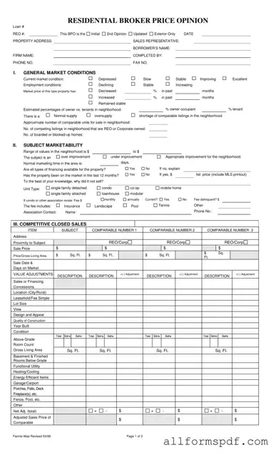 Fill Out Your Broker Price Opinion Form