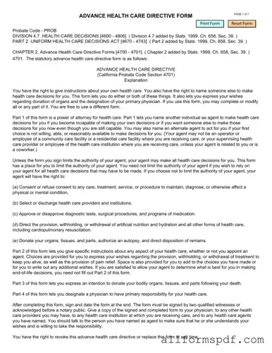 Fill Out Your California Advanced Health Care Directive Form