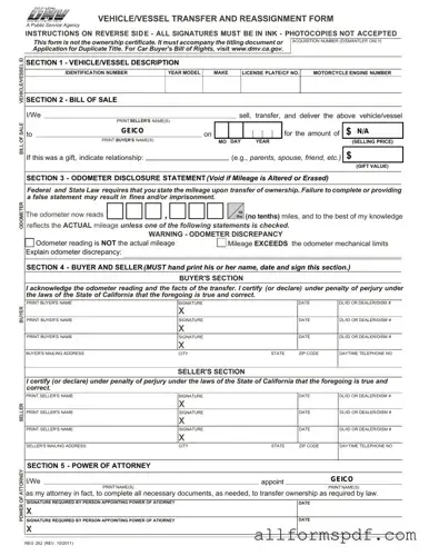 Fill Out Your California Fotm Reg 262 Form
