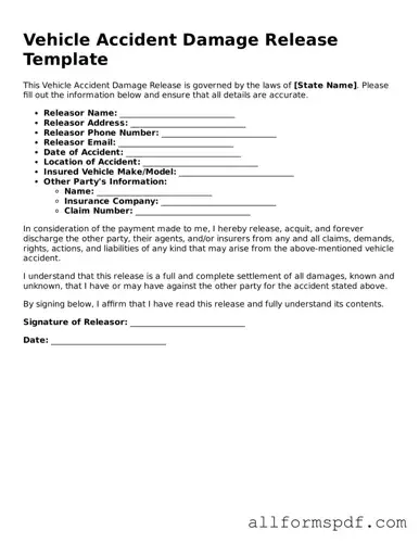 Printable Vehicle Accident Damage Release Form