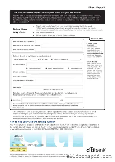 Fill Out Your Citibank Direct Deposit Form
