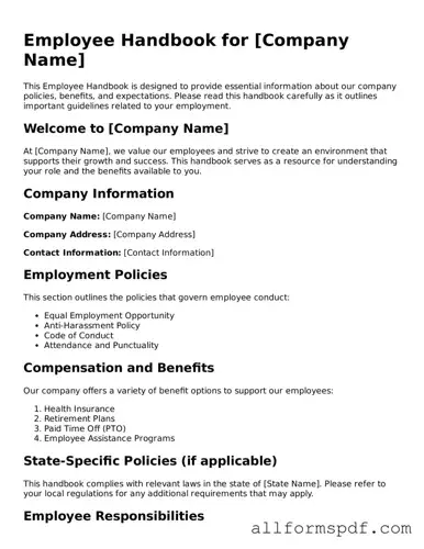 Printable Employee Handbook Form