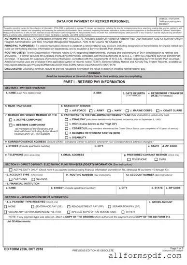 Fill Out Your DD 2656 Form