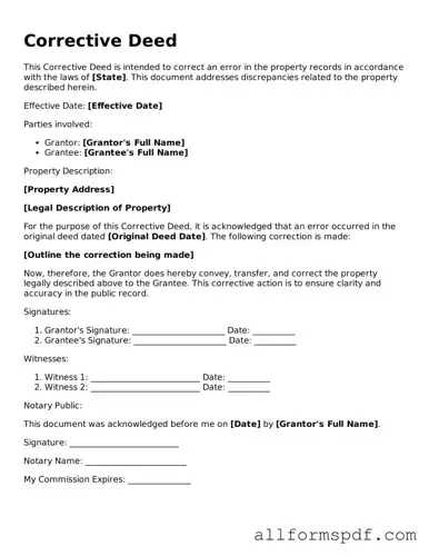 Printable Corrective Deed Form