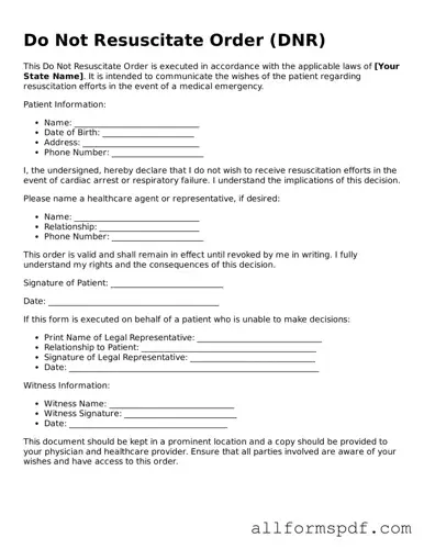 Printable Do Not Resuscitate Order Form