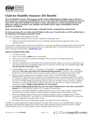 Fill Out Your EDD DE 2501 Form