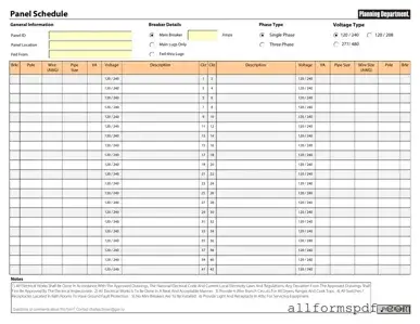 Fill Out Your Electrical Panel Schedule Form