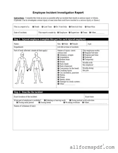 Fill Out Your Employee Accident Report Form
