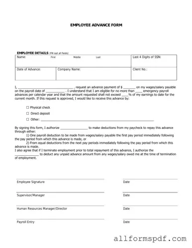 Fill Out Your Employee Advance Form