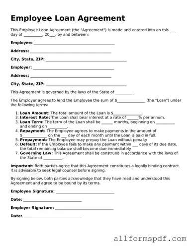 Printable Employee Loan Agreement Form