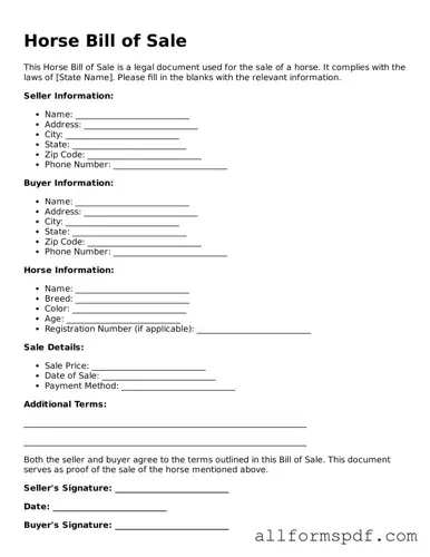 Printable Horse Bill of Sale Form