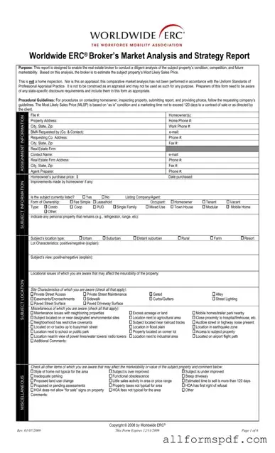 Fill Out Your Erc Broker Market Analysis Form
