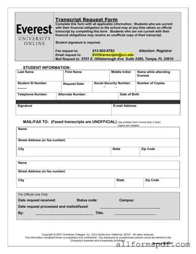 Fill Out Your Everest University Transcript Form