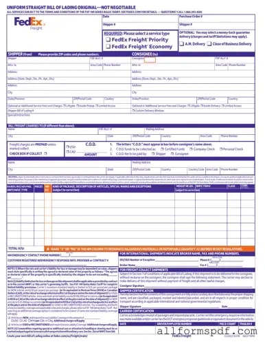 Fill Out Your Fedex Bill Of Lading Form