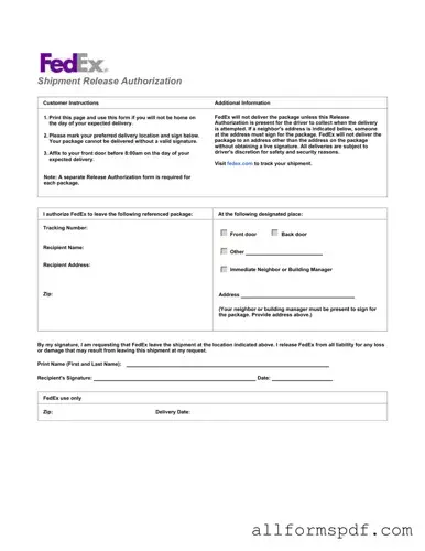 Fill Out Your Fedex Release Form