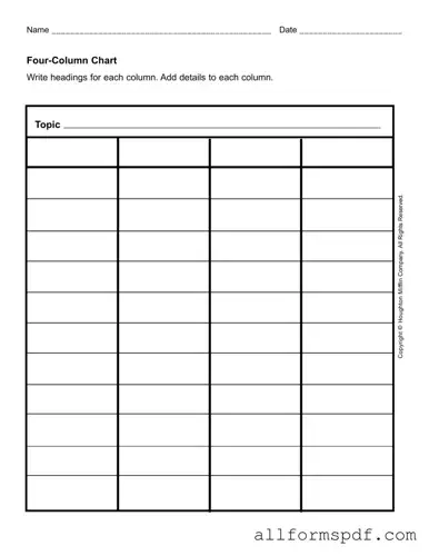 Fill Out Your Four Column Chart Form