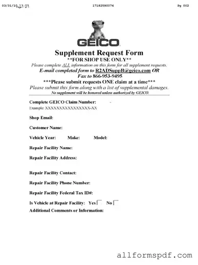 Fill Out Your Geico Supplement Request Form