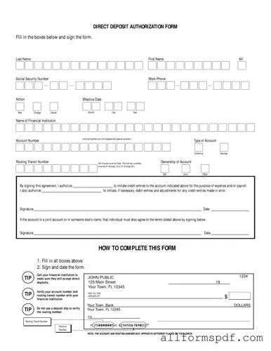 Fill Out Your Generic Direct Deposit Form