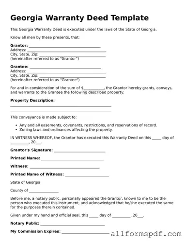 Fillable  Deed Form for Georgia