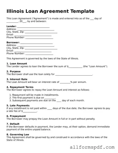 Fillable  Loan Agreement Form for Illinois