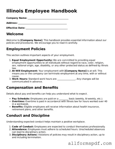 Fillable  Employee Handbook Form for Illinois