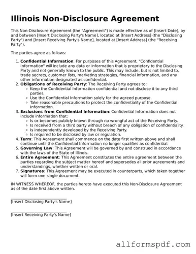Fillable  Non-disclosure Agreement Form for Illinois