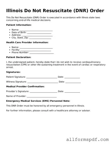 Fillable  Do Not Resuscitate Order Form for Illinois
