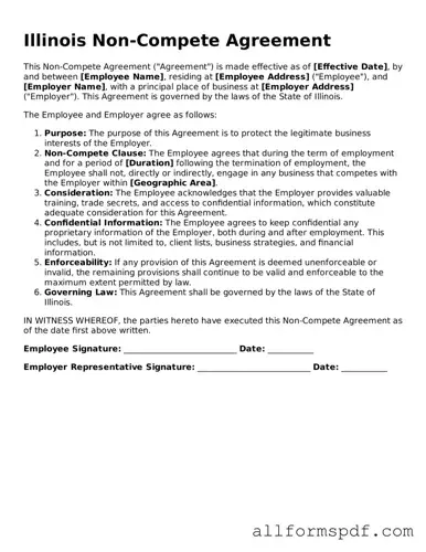 Fillable  Non-compete Agreement Form for Illinois