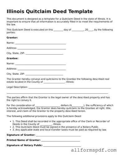 Fillable  Quitclaim Deed Form for Illinois