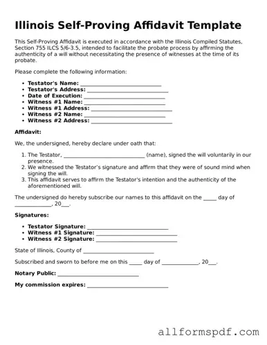 Fillable  Self-Proving Affidavit Form for Illinois