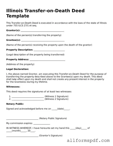 Fillable  Transfer-on-Death Deed Form for Illinois