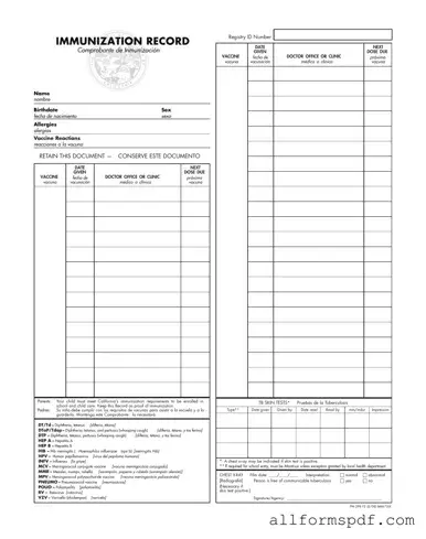 Fill Out Your Immunization Record Form
